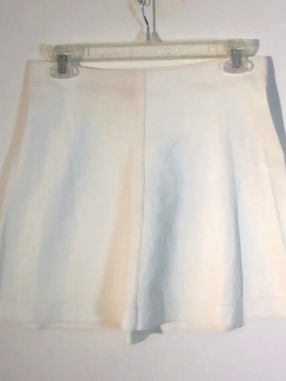 Graham & Spencer White Lambskin Leather Skirt Short Mini A-Line Flair Rear Zip
